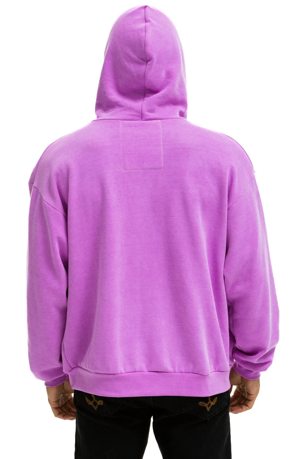 5 STRIPE RELAXED ZIP HOODIE - NEON PURPLE // NEON RAINBOW