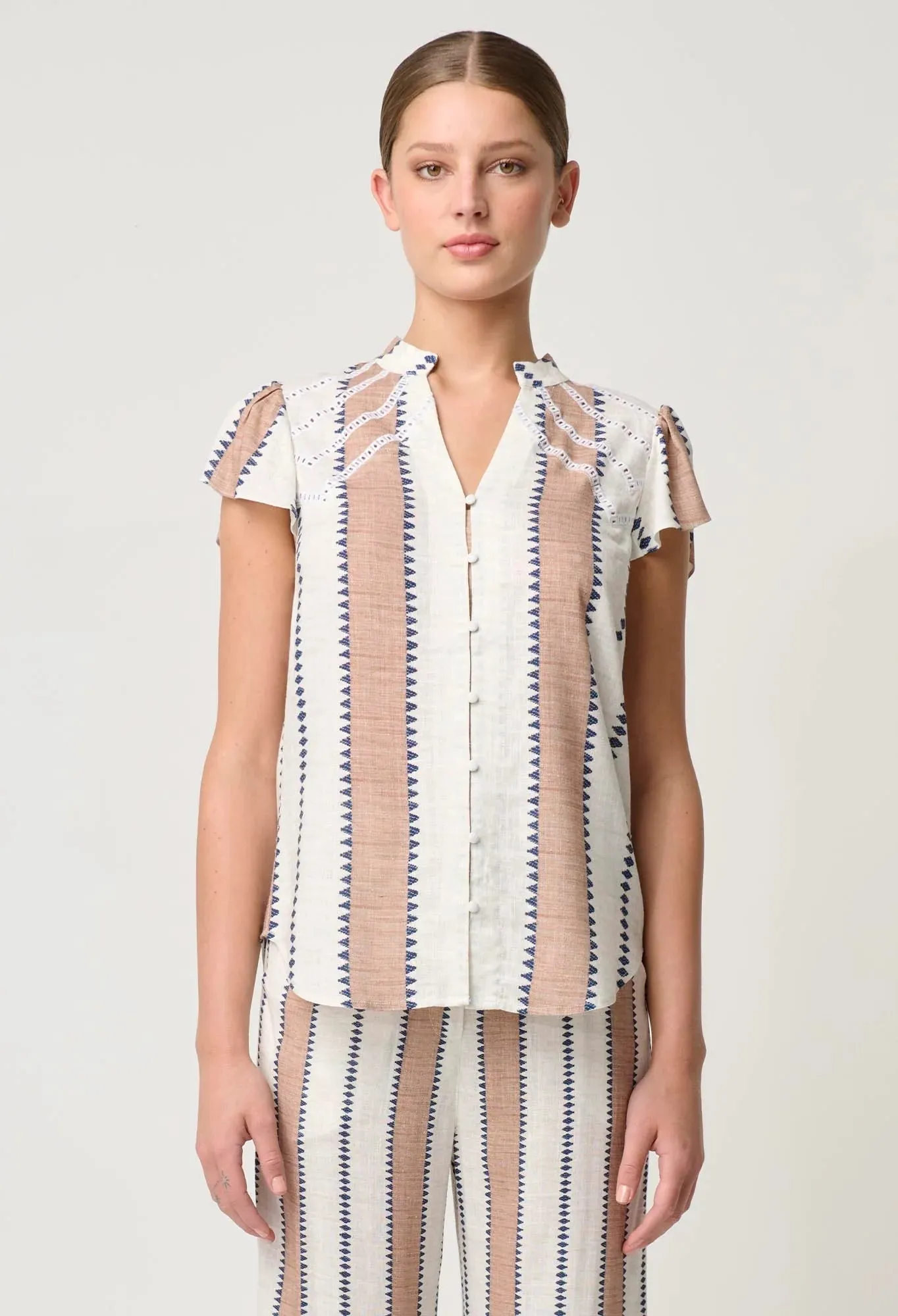 Amoya Stripe Linen Viscose Top