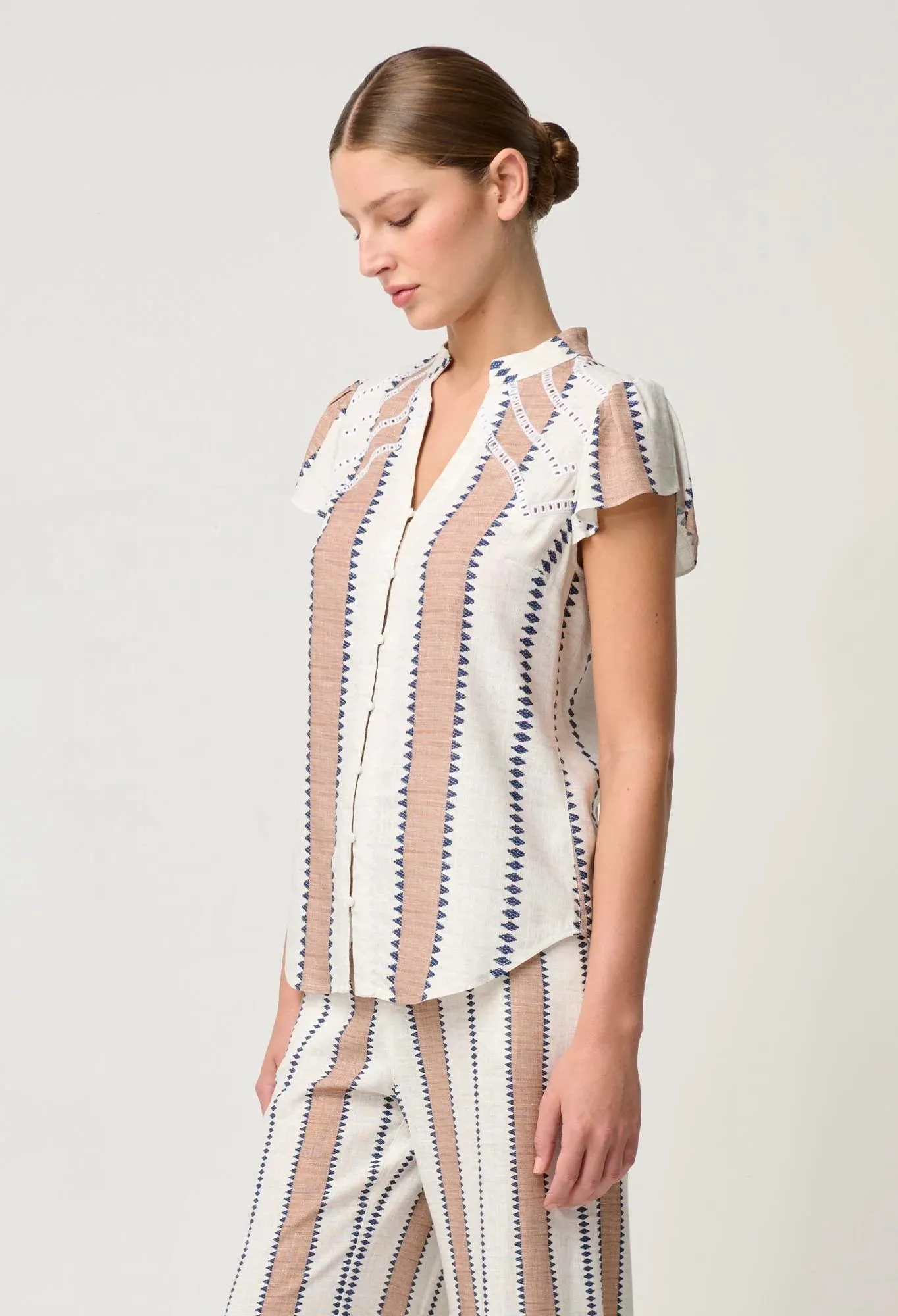 Amoya Stripe Linen Viscose Top