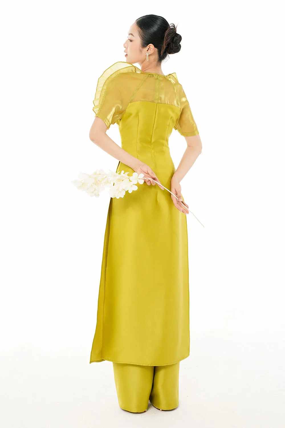 An Straight Wide Leg Taffeta Floor Length Pants