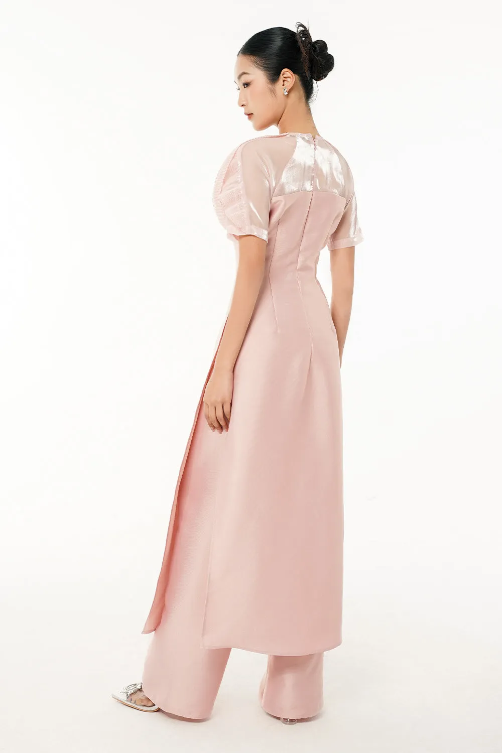 An Straight Wide Leg Taffeta Floor Length Pants