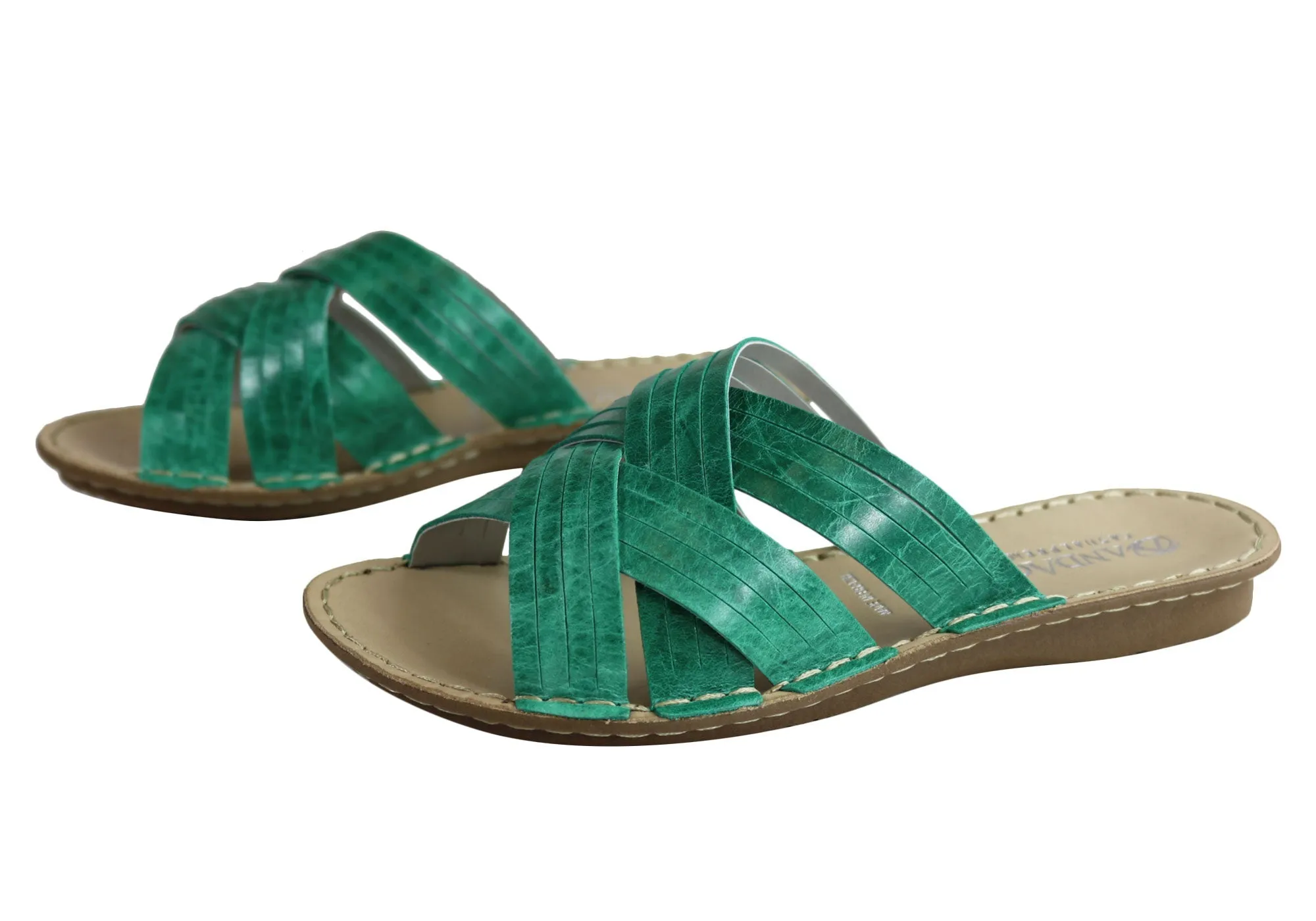 Andacco Memba Womens Comfortable Leather Slide Sandals Made In Brazil