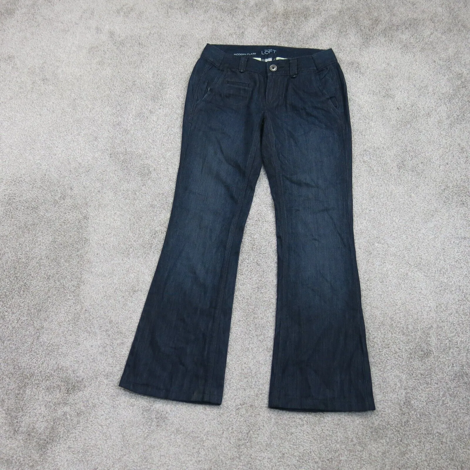 Ann Taylor Loft Womens Modern Flare Leg Denim Jeans Pants Low Rise Blue Size 0