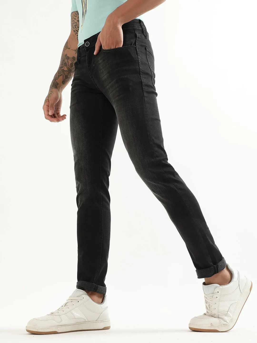 Antony Morato Men Tapered Fit Cotton Light Fade Mid-Rise Stretchable Jeans