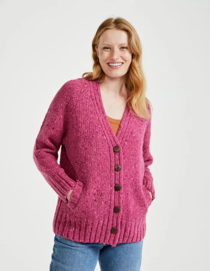 Aran Mills Donegal Cardigan with Side Pockets in Pink