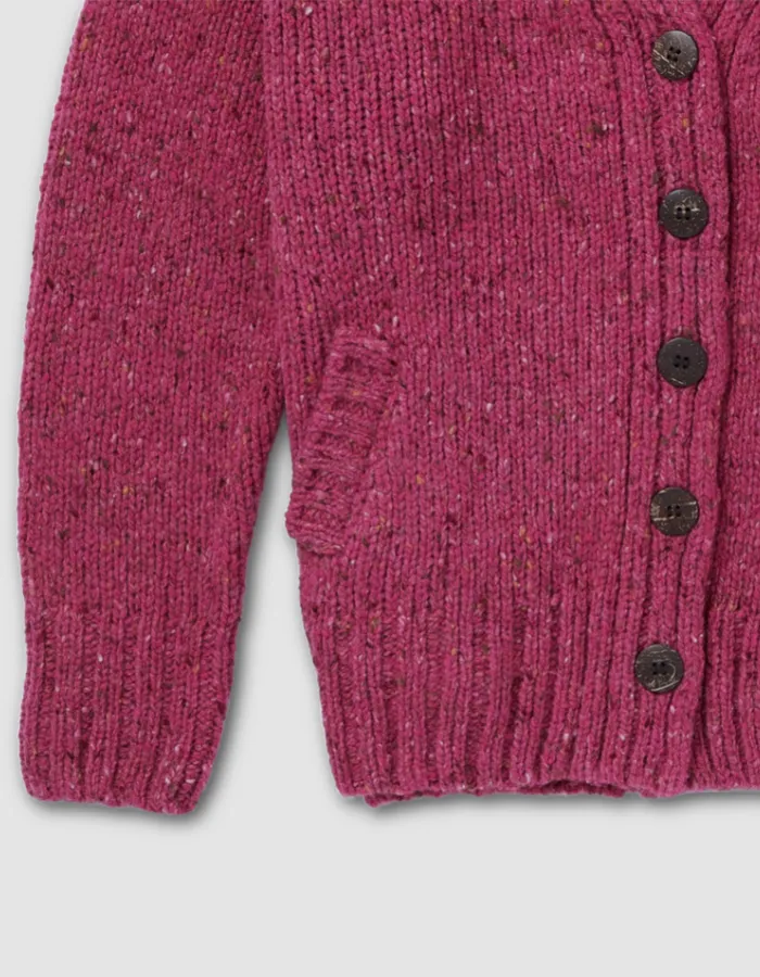 Aran Mills Donegal Cardigan with Side Pockets in Pink