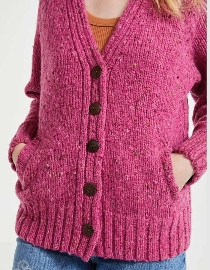 Aran Mills Donegal Cardigan with Side Pockets in Pink