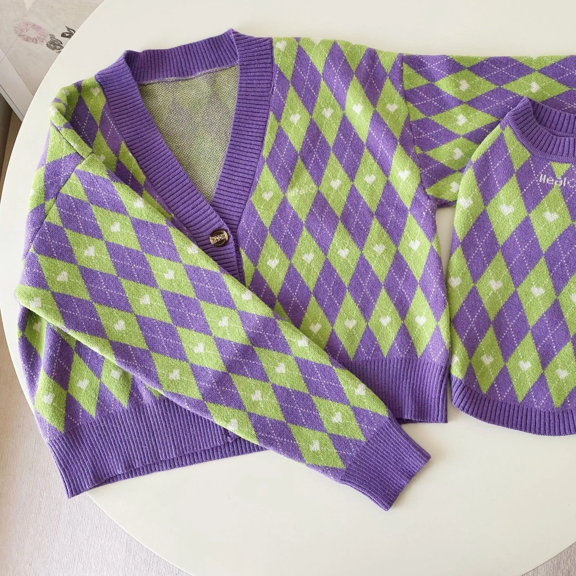 Argyle Plaid Pet Human Matching Cardigan