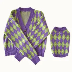 Argyle Plaid Pet Human Matching Cardigan