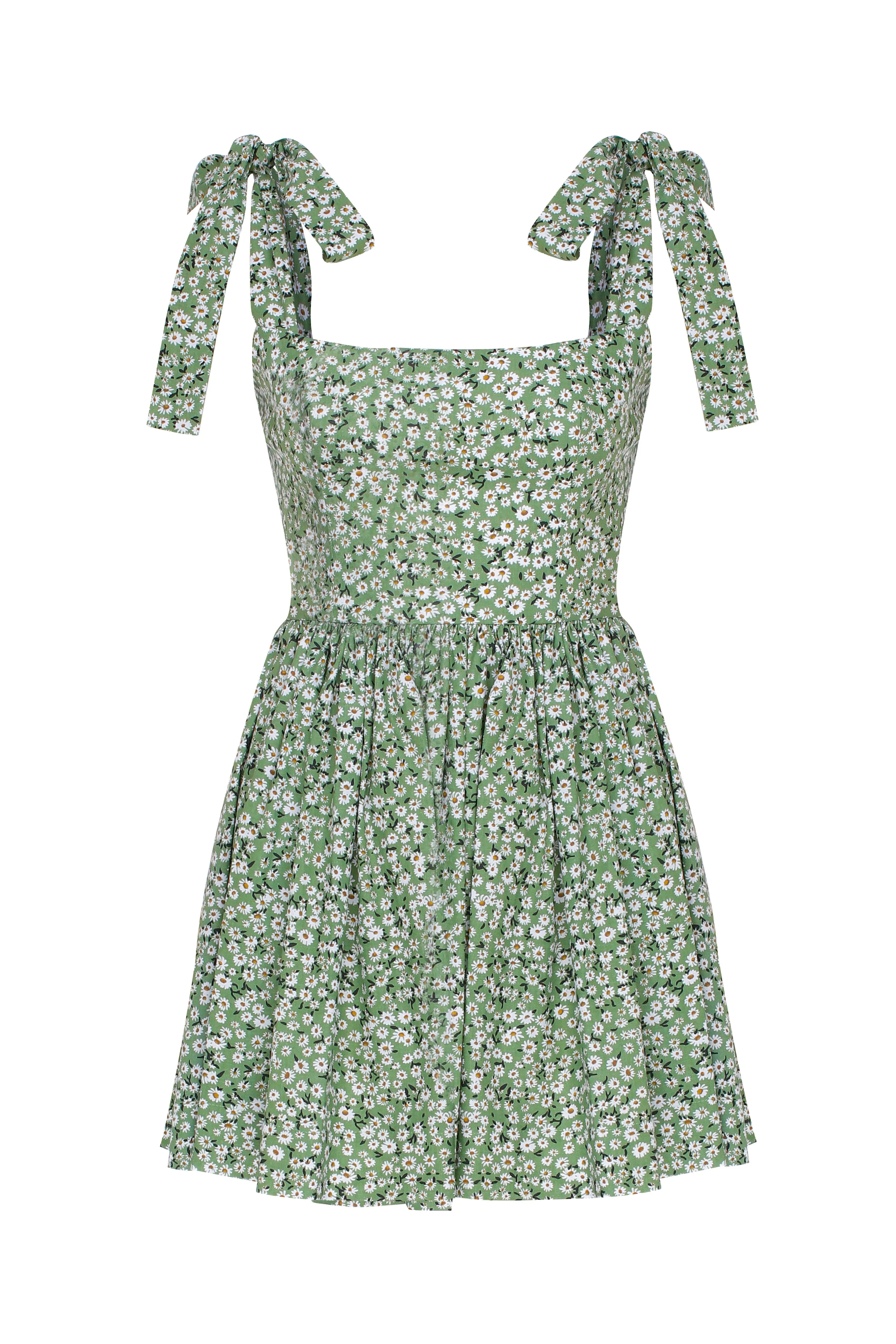 Audree Floral Print Poplin Mini Dress in Spring Green