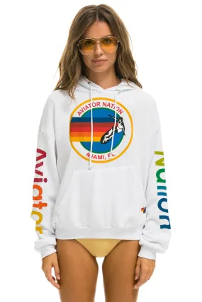 AVIATOR NATION MIAMI RELAXED PULLOVER HOODIE - WHITE