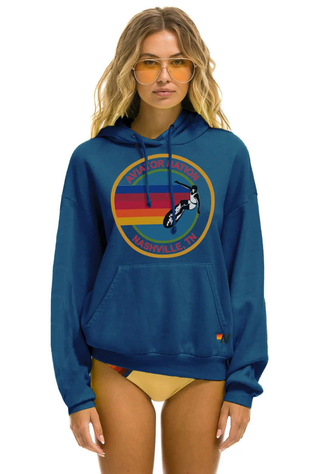 AVIATOR NATION NASHVILLE RELAXED PULLOVER HOODIE - ROYAL