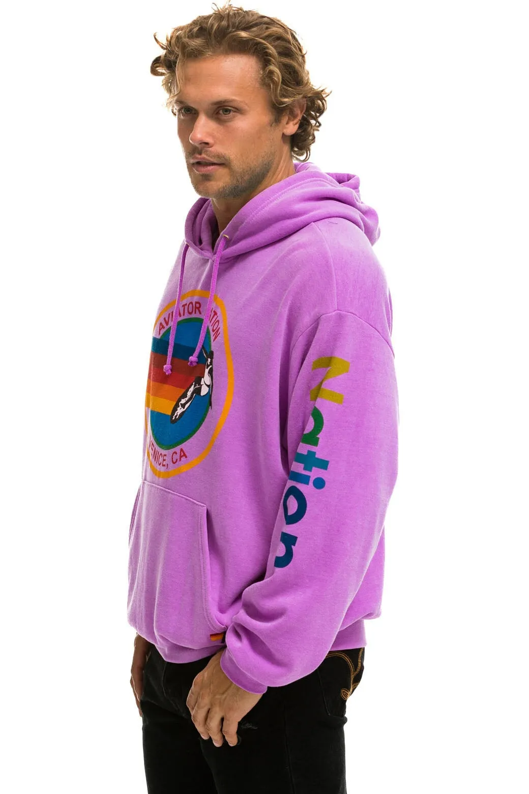 AVIATOR NATION  RELAXED PULLOVER HOODIE - NEON PURPLE