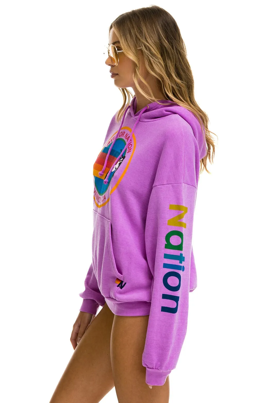 AVIATOR NATION  RELAXED PULLOVER HOODIE - NEON PURPLE