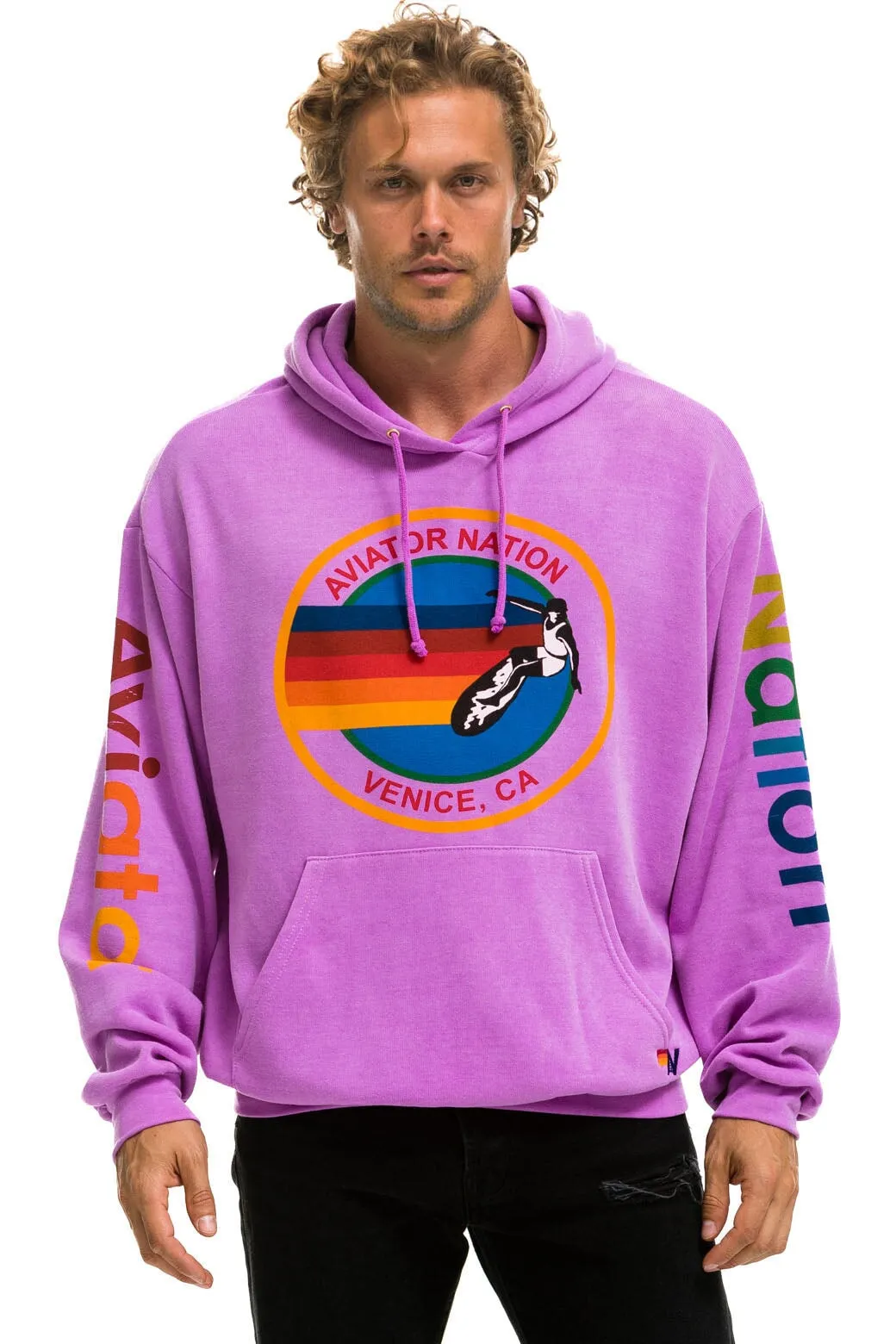 AVIATOR NATION  RELAXED PULLOVER HOODIE - NEON PURPLE