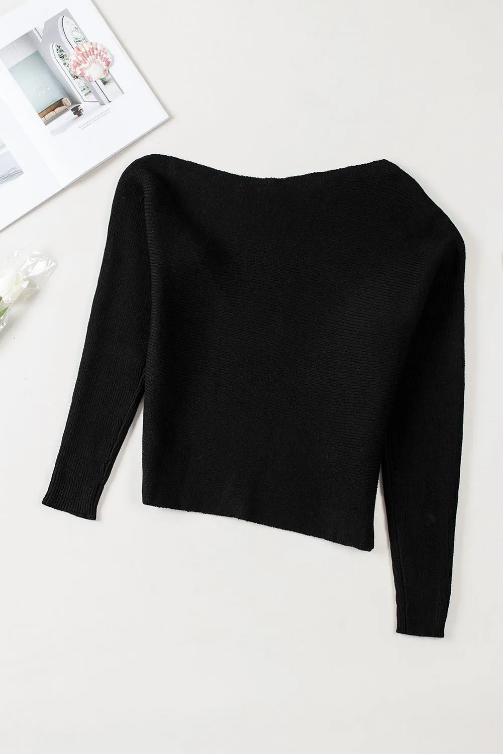 Black Striped Long Sleeve Knit Sweater