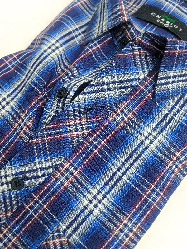 Blue Checks Formal Dress Shirt For Men AN MFS93