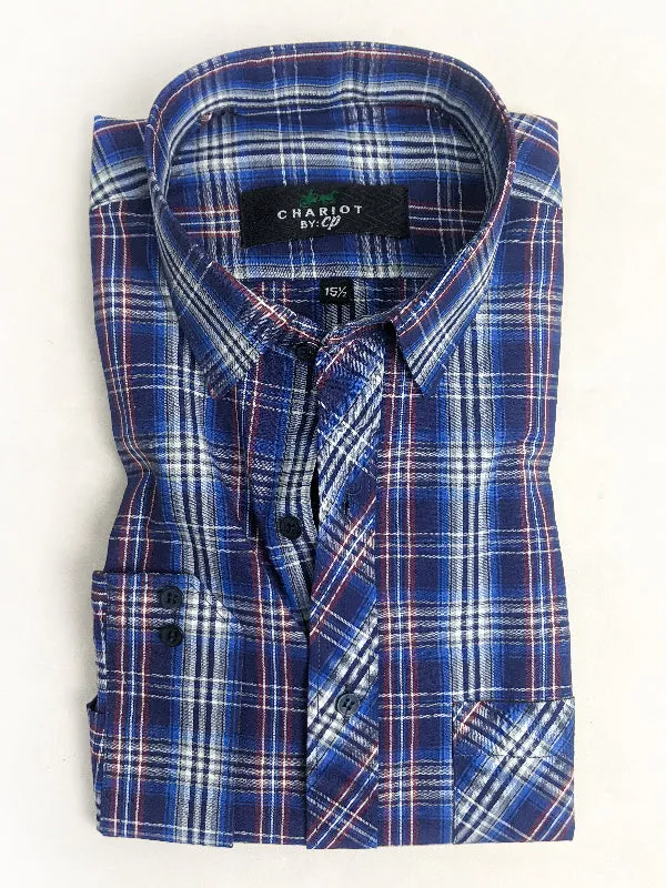 Blue Checks Formal Dress Shirt For Men AN MFS93