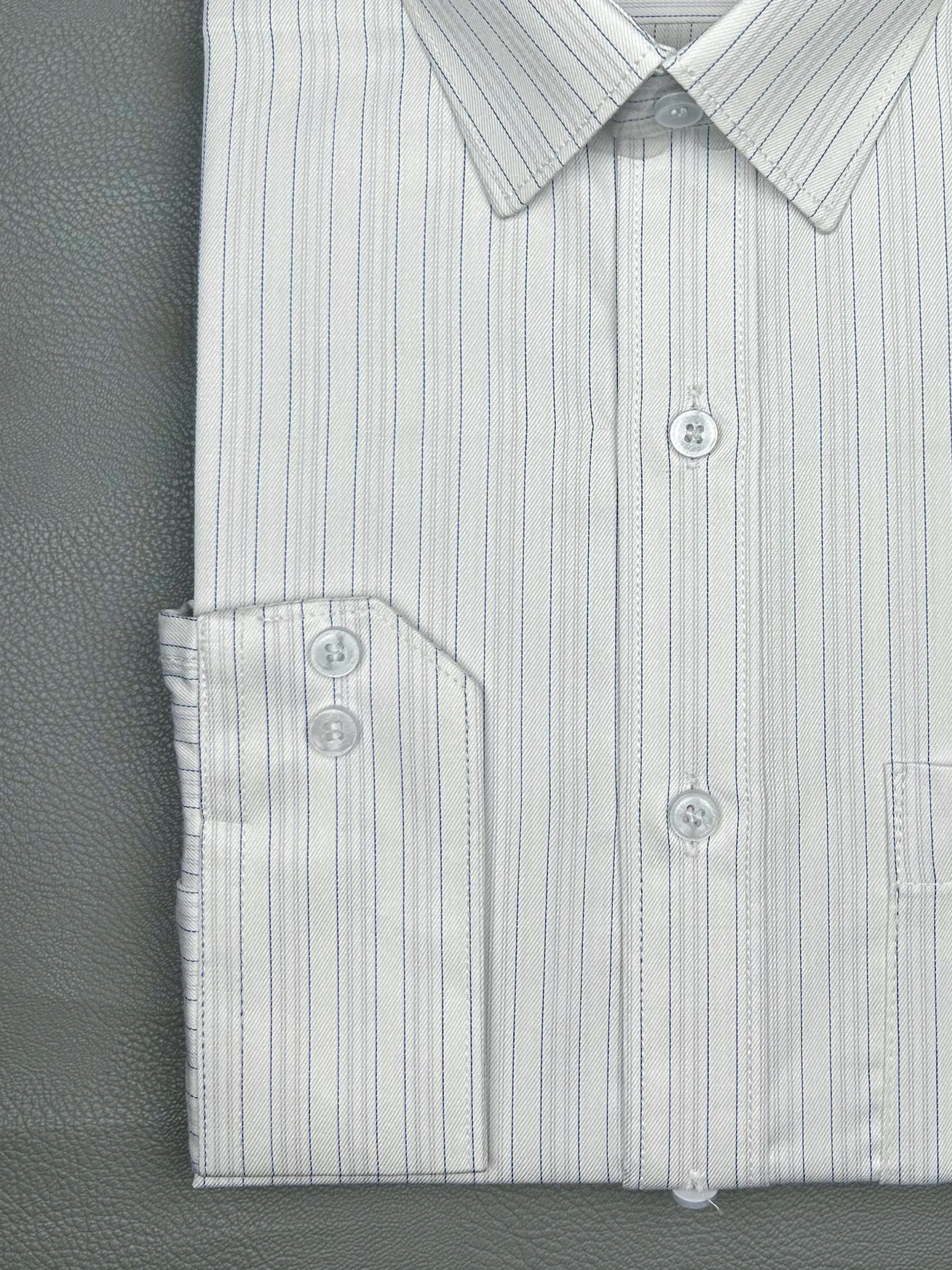 Blue Pencil Lines Formal Dress Shirt For Men MFS155