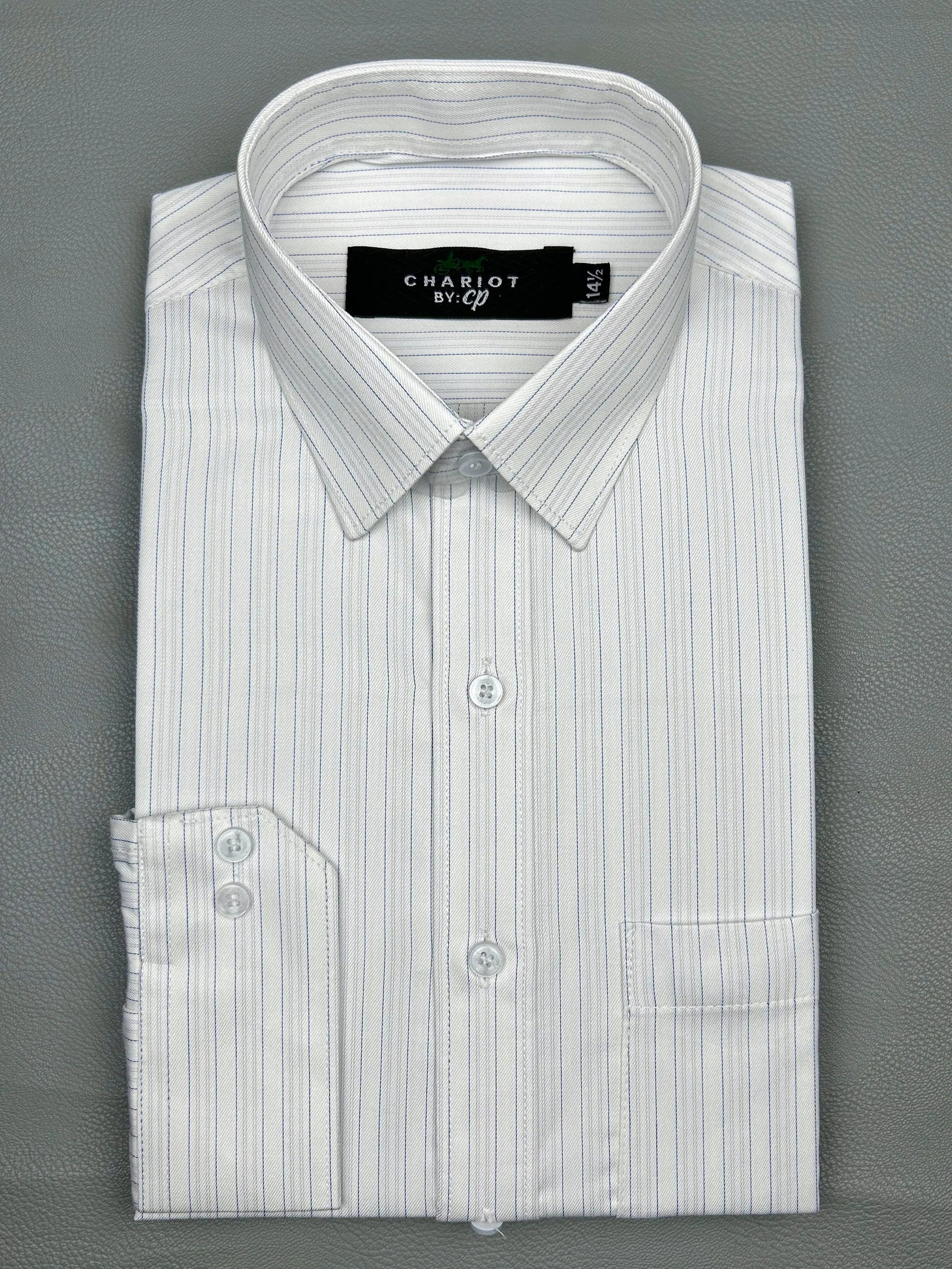 Blue Pencil Lines Formal Dress Shirt For Men MFS155