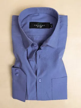 Blue Plain Formal Dress Shirt For Men ZH MFS76