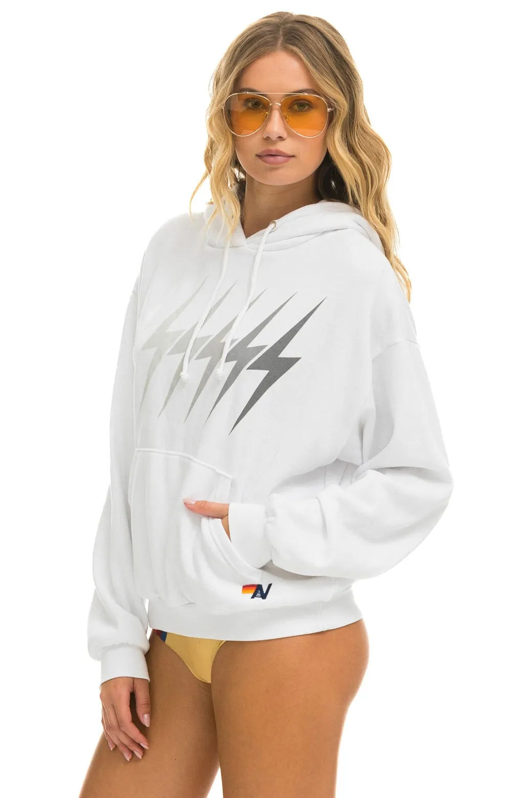 BOLT GRADIENT RELAXED PULLOVER HOODIE - WHITE // GREY