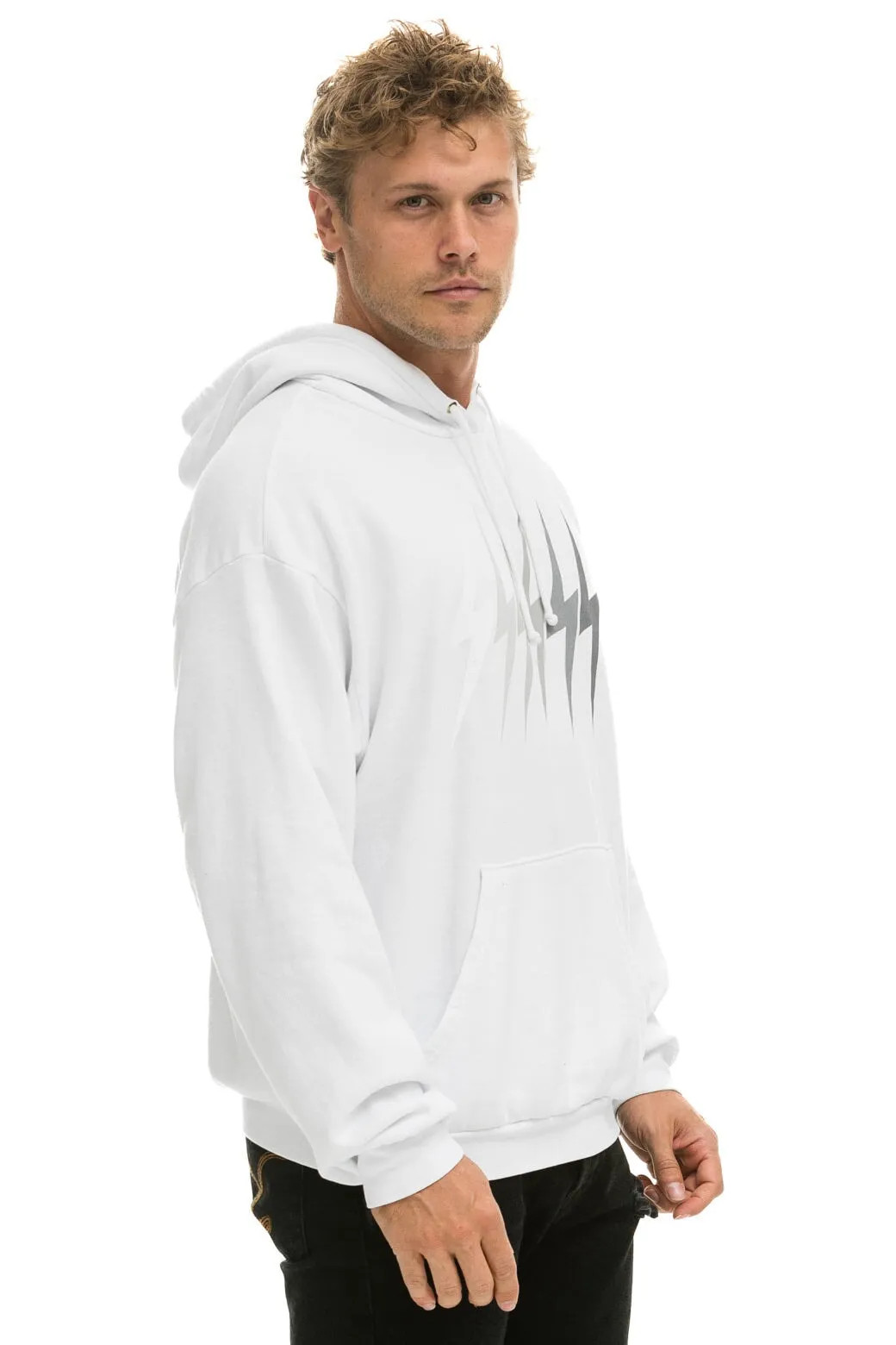 BOLT GRADIENT RELAXED PULLOVER HOODIE - WHITE // GREY