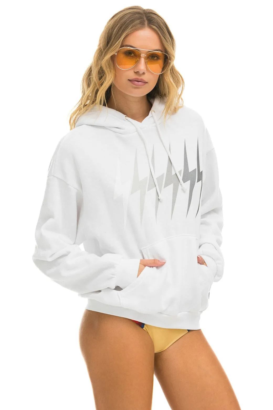 BOLT GRADIENT RELAXED PULLOVER HOODIE - WHITE // GREY