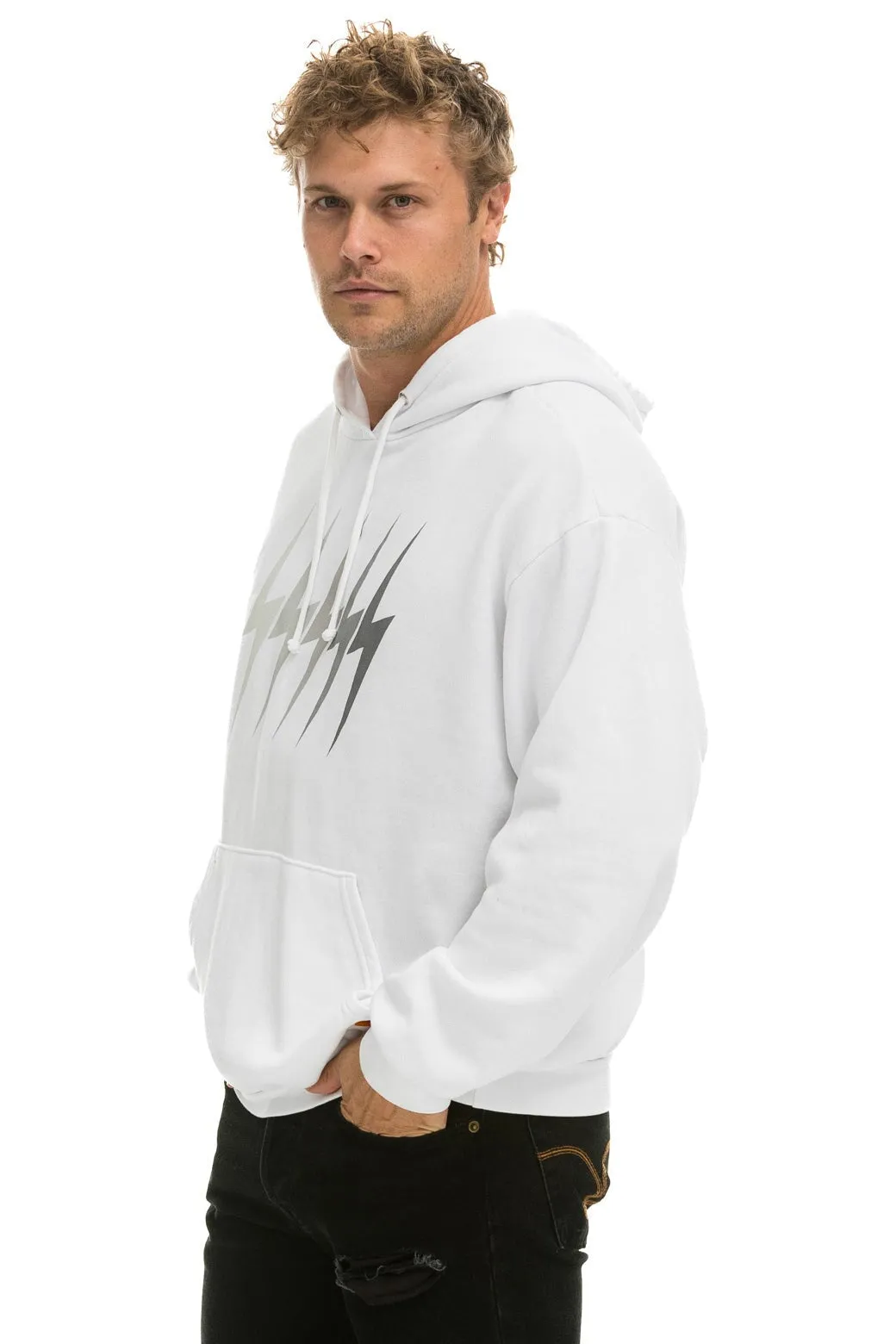 BOLT GRADIENT RELAXED PULLOVER HOODIE - WHITE // GREY