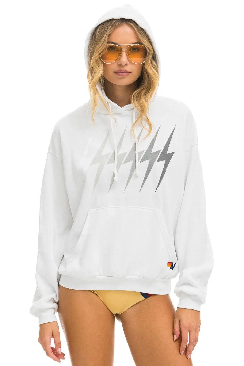 BOLT GRADIENT RELAXED PULLOVER HOODIE - WHITE // GREY