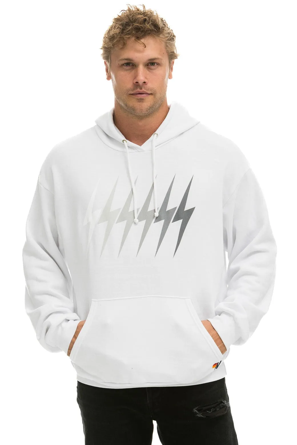 BOLT GRADIENT RELAXED PULLOVER HOODIE - WHITE // GREY