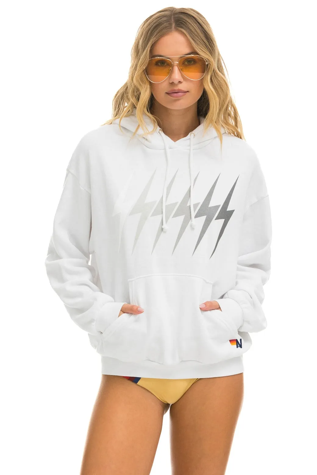 BOLT GRADIENT RELAXED PULLOVER HOODIE - WHITE // GREY