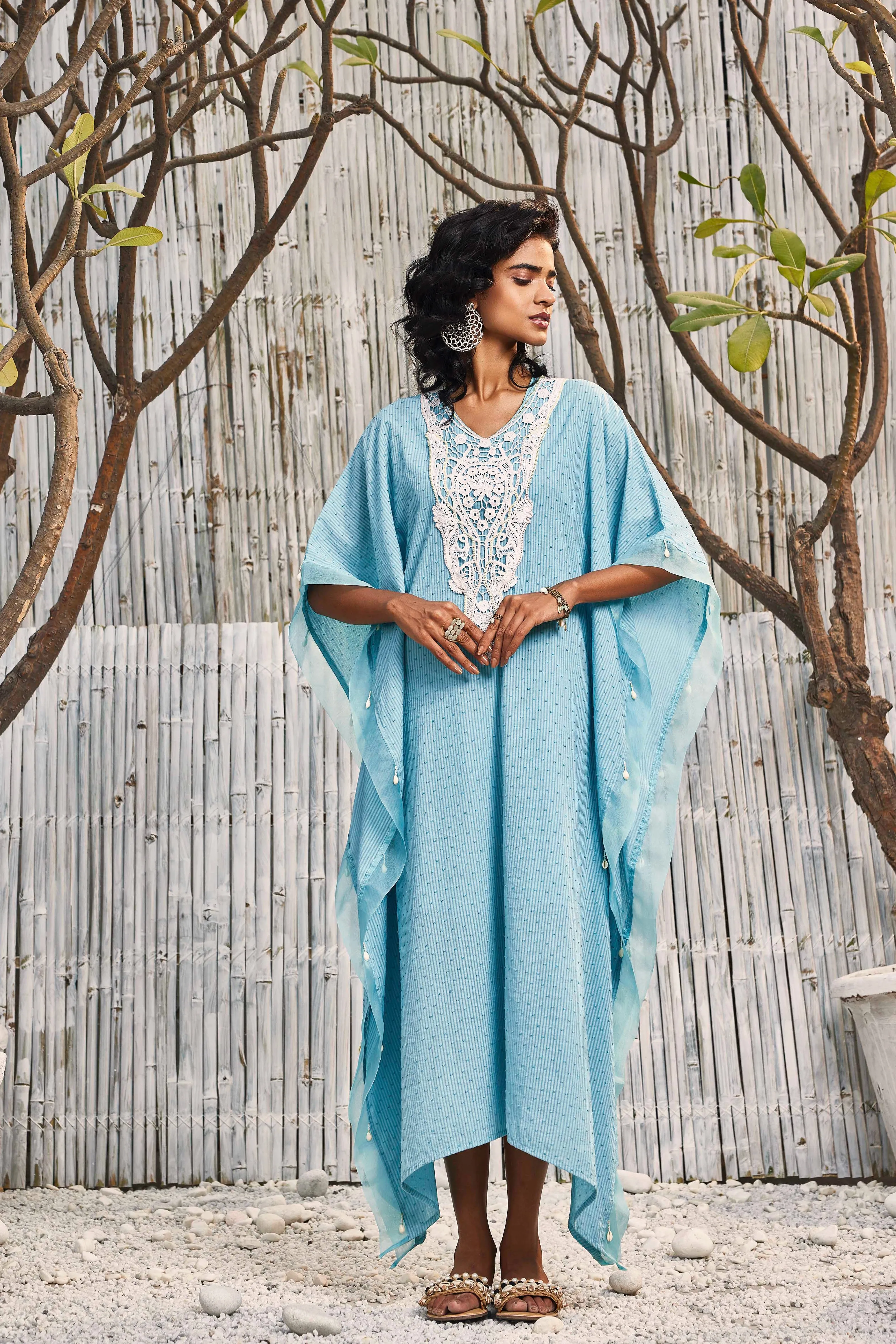 Breezy Cotton Kaftan - Blue