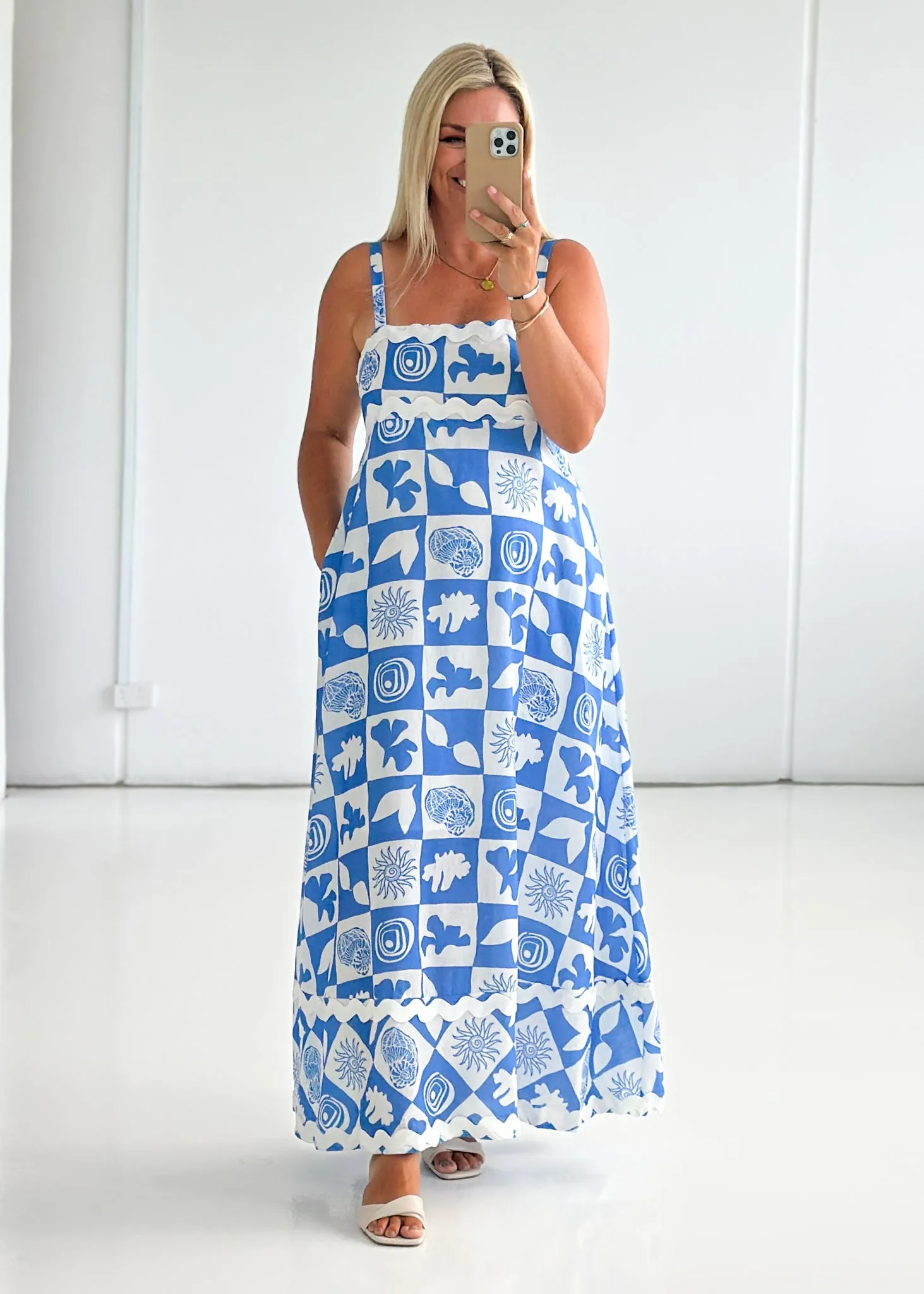 Breezy Maxi Dress - Blue Abstract