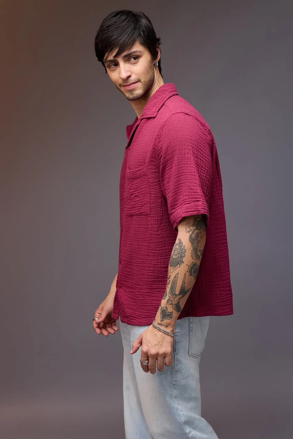 Breezy Men's Relaxed Maroon Shirt