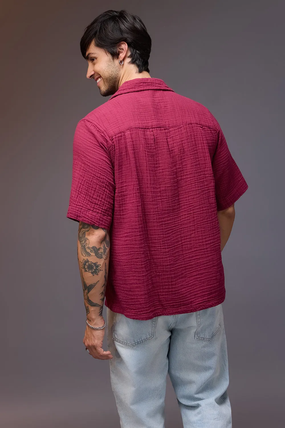 Breezy Men's Relaxed Maroon Shirt