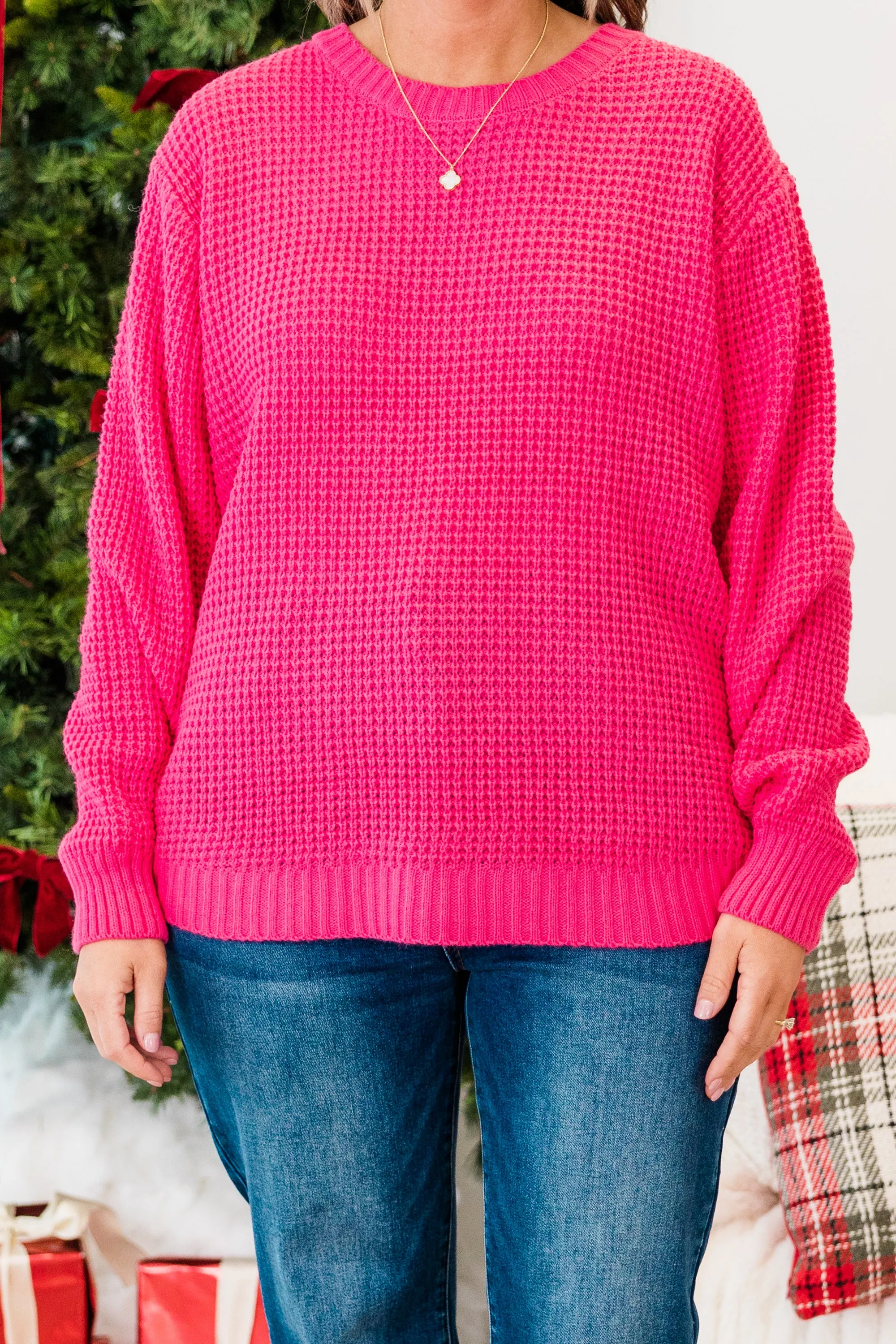 Breezy Weather Sweater, Fuchsia