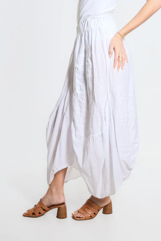 Brenna Cotton/Linen Bunched Pocket Skirt (SL102W)