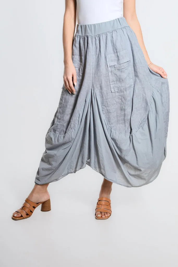 Brenna Cotton/Linen Bunched Pocket Skirt (SL102W)