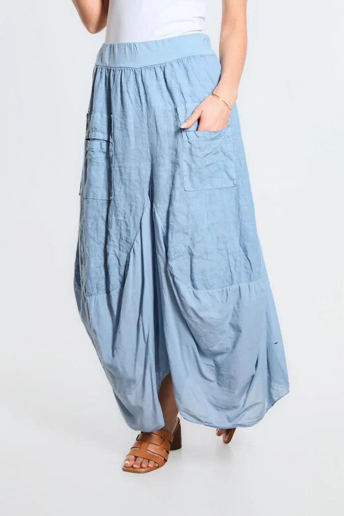 Brenna Cotton/Linen Bunched Pocket Skirt (SL102W)