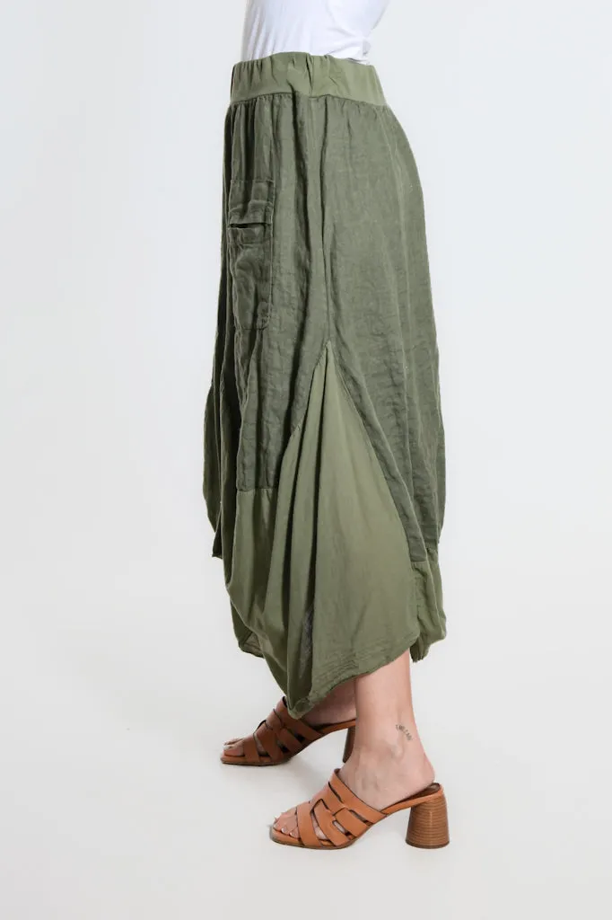 Brenna Cotton/Linen Bunched Pocket Skirt (SL102W)