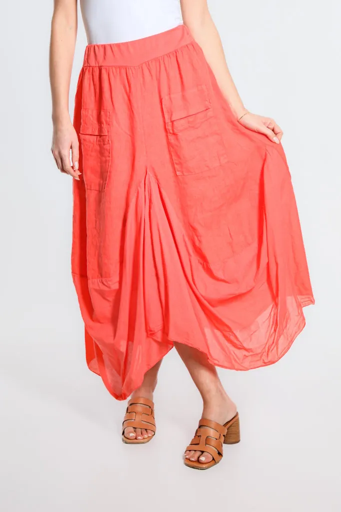 Brenna Cotton/Linen Bunched Pocket Skirt (SL102W)