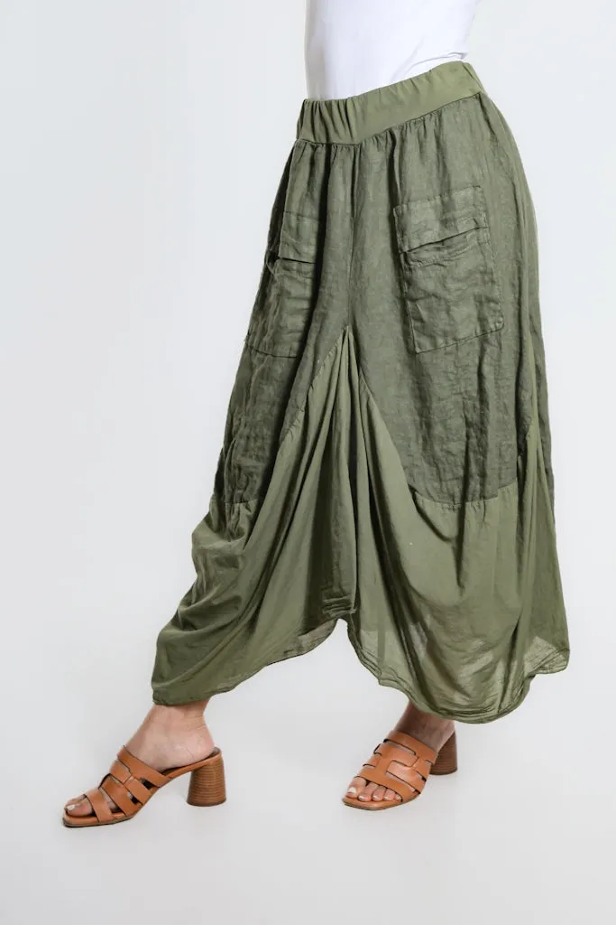 Brenna Cotton/Linen Bunched Pocket Skirt (SL102W)