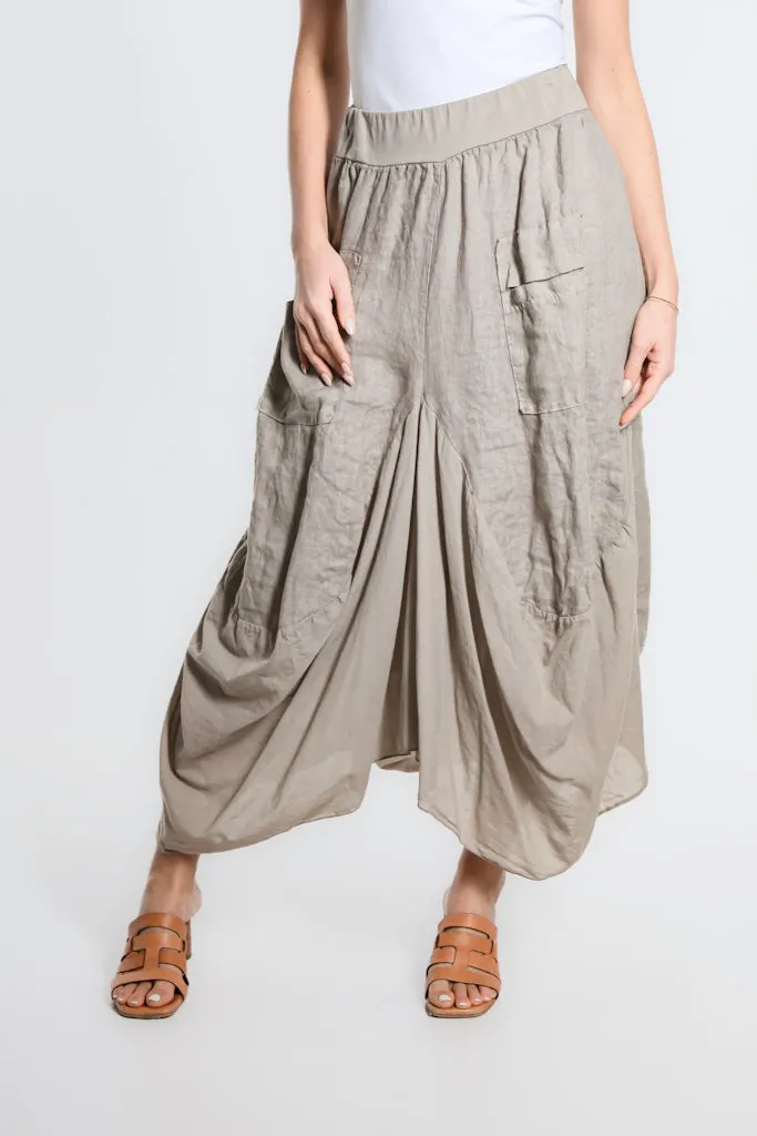 Brenna Cotton/Linen Bunched Pocket Skirt (SL102W)