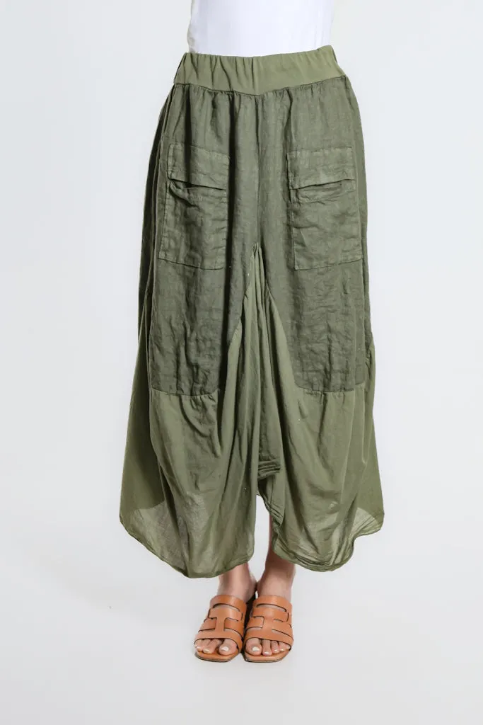 Brenna Cotton/Linen Bunched Pocket Skirt (SL102W)