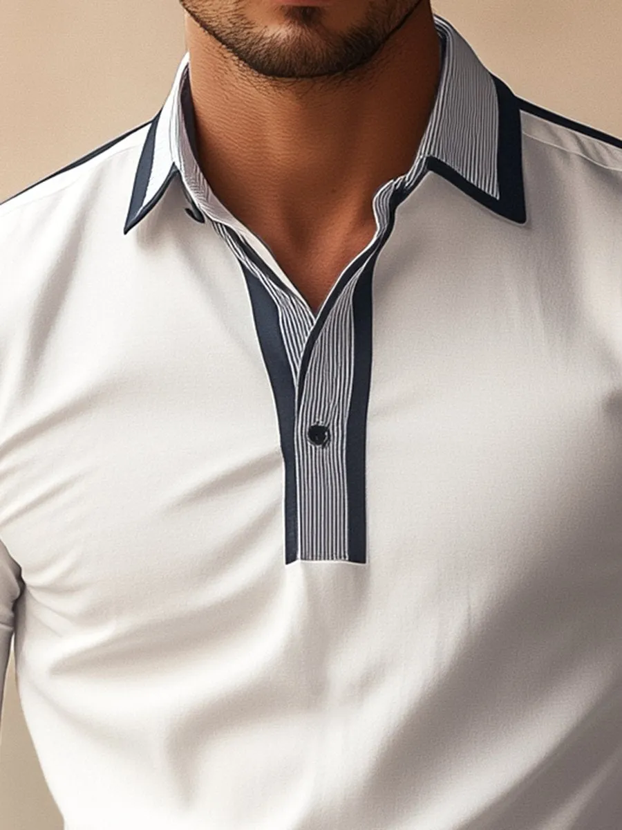 Business Lapel Half-open Long Sleeve Shirt