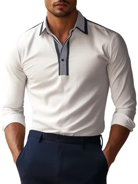 Business Lapel Half-open Long Sleeve Shirt