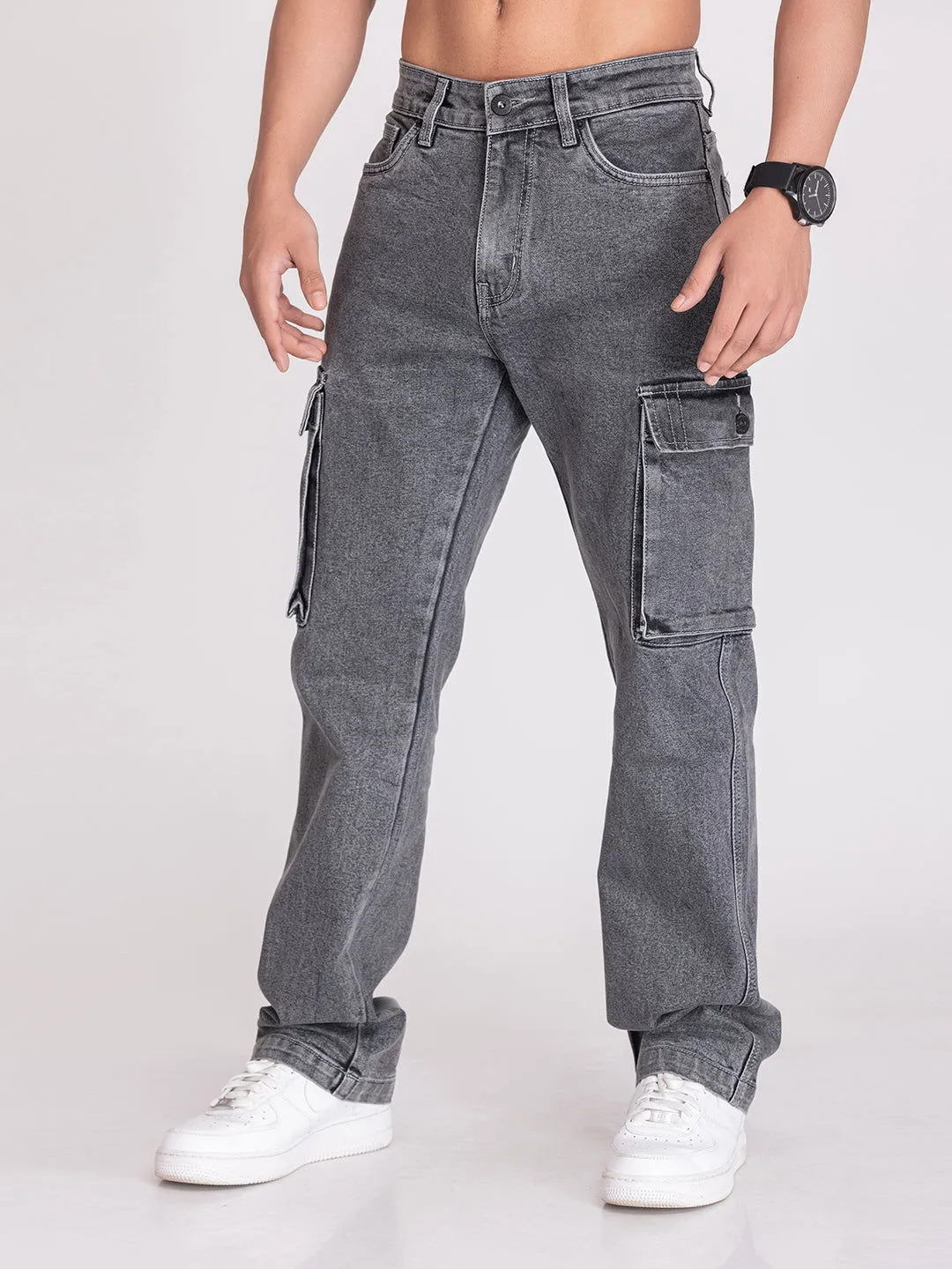 CARGO DENIMS-CHARCOAL GREY