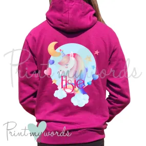 Children's Personalised Watercolour Unicorn Equestrian Hoodie