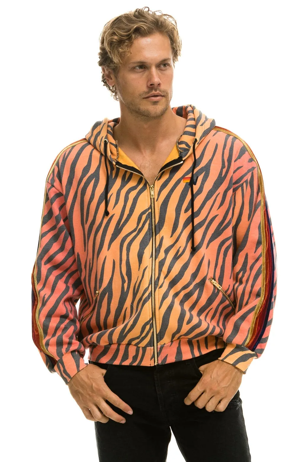 CLASSIC RELAXED ZIP HOODIE WITH POCKETS - TIGER